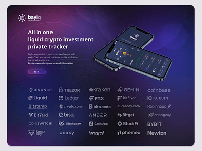 Promo web site of a crypto investment tracker adaptive branding crypto design flat flat ui landing page promo responsive site ui web
