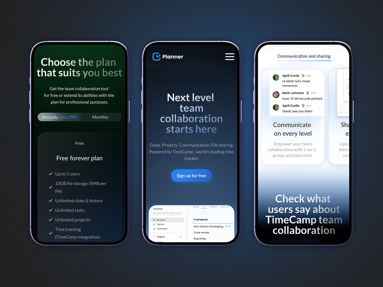 Planner app - UX/UI homepage by Khristin Slyvka on Dribbble