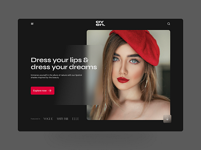 Lipstick Brand Dark Hero Section branding design graphic design landing page ui ux vector