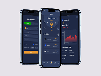 Bayliq - Crypto investment tracker IOS app app application crypto design fintech flat flat ui ios app mobile ui