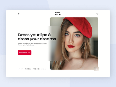 Lipstick Brand Light Hero Section beauty branding design fashion graphic design hero landing page ui ux vector