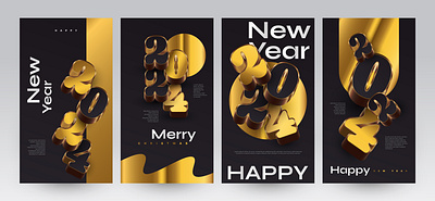 2024 Poster Design 2024 2024 calendar card christmas happy new year holiday merry christmas new year poster set social media post