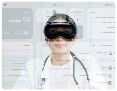 Design concept of a medical web service - Apple Vision Pro 3d dashboard design ui web service