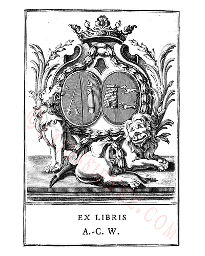 Ex-libris pour une dame de qualité bookplate devise ex libris heraldic heraldry