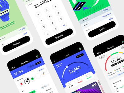 Finwise App Design app bold clean currency fin finance finwise green krisdoda management mobile modern purple transfer