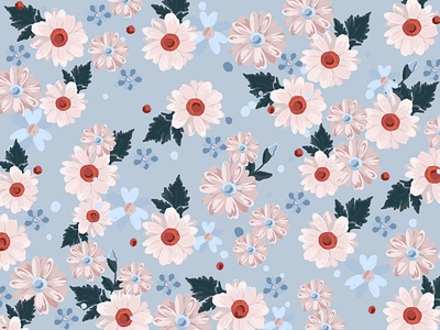 Blue Floral design floral graphic design illustration nature inspired pattern design print design print development surface pattern design