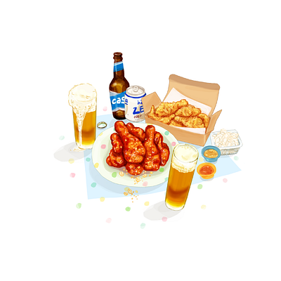 Korean Food Illustration - Korean Fried Chicken Chimaek branding design food illustration korean