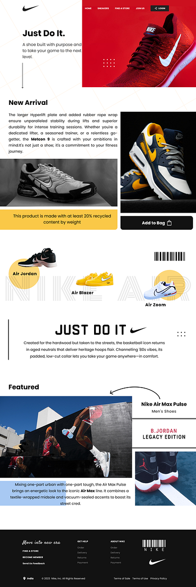Shoe Website beginner design figma footwear nike shoe shoes sneakers ui ui design ux web design website