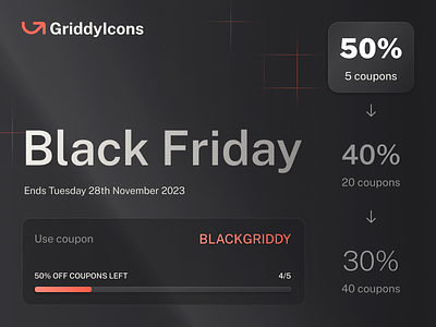 GriddyIcons Black Friday black coupon cyber design discount friday griddyicons iconpack icons monday offer product vector