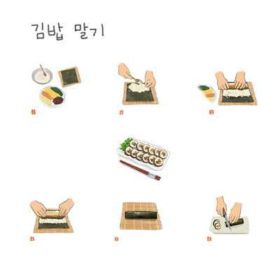 Korean Food Illustration - recipe - kimbap / gimbap art branding design food graphic design illustration illustrator korean