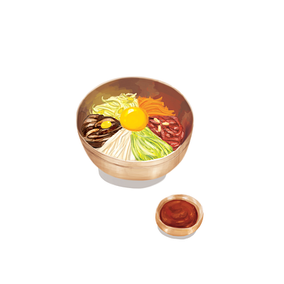 Korean Food Illustration - bibimbap art bibimbap branding design food graphic design illustration illustrator korean