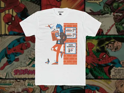 Joey in NYC 80s andy warhol editorial editorial illustration illustration james olstein james olstein illustration jamesolstein.com new wave new york city nyc pigeon punk punk haircuts ramones spider man spiderman texture the ramones vector