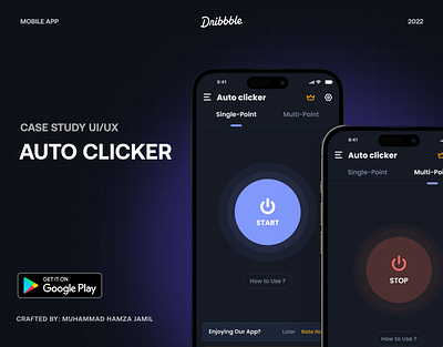 Auto Clicker | Mobile App | Case study 2023 app app ui bot case studies case study dark design minimal mobile mobile ui privacy theme ui ux