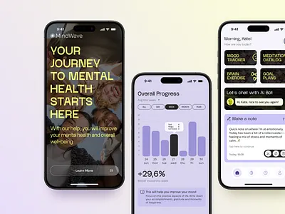 Mental Health Mobile App 🍃 app branding design graphic design health logo mental ui ux