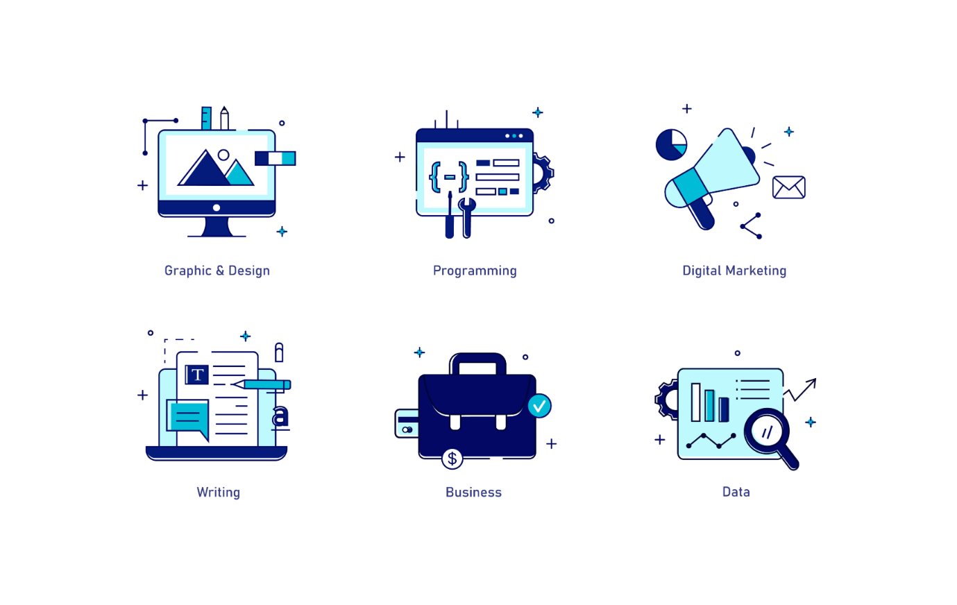 Field of expertise adobe illustrator business design digital marketing graphic design icon icon design icon set illustration programming vector writing