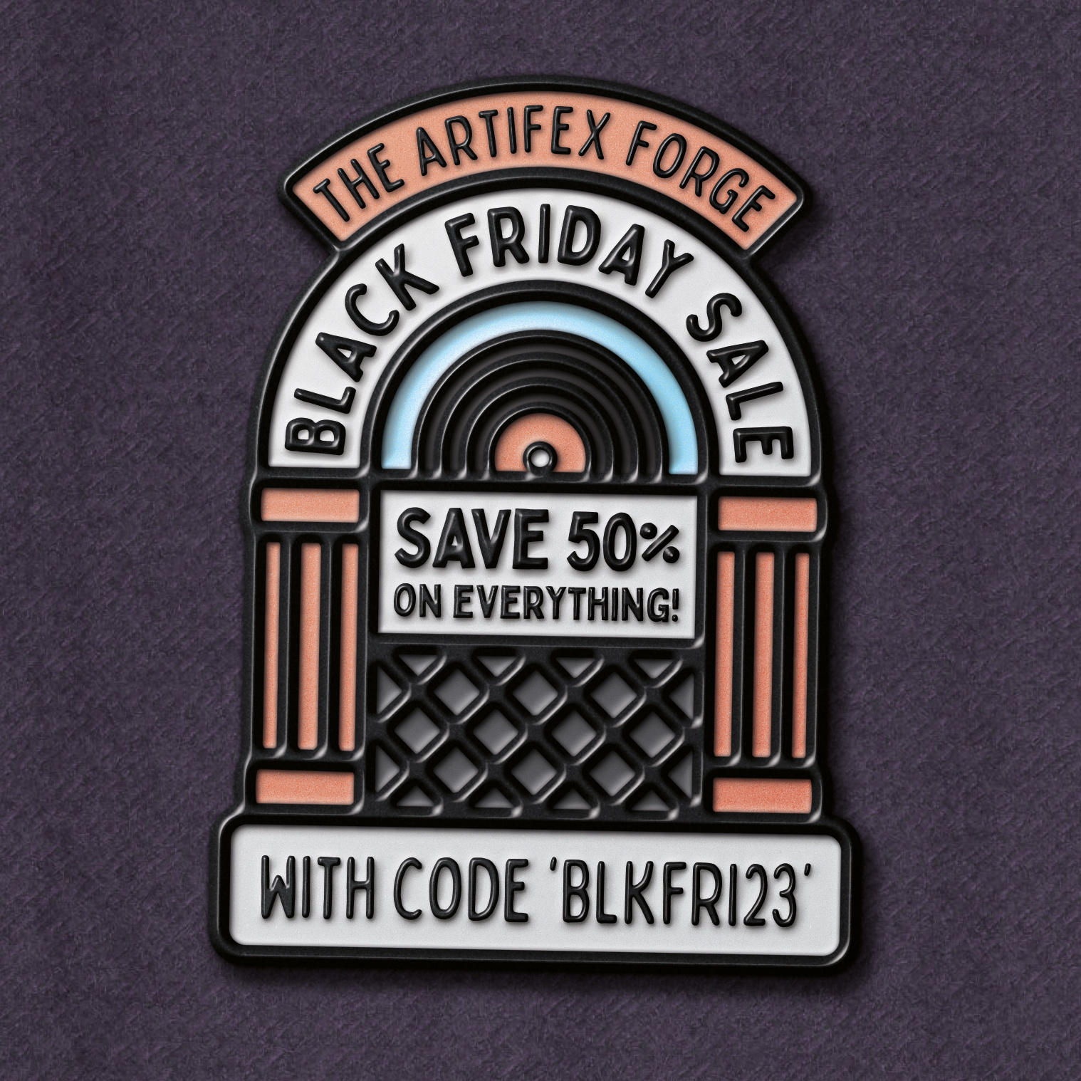 The Artifex Forge Black Friday Sale 2023! badge jukebox music pin pinbadge record records