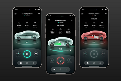 Smart Car EV Charge APP UI 3d app car charge dark mode ev home mobile smart technology ui
