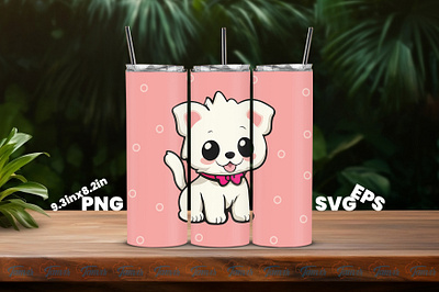 Cute Dog 20oz Skinny Tumbler Wrap Design 📥Free Download📥 animal graphic design pet tumbler design svg vector