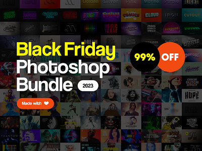 Black Friday Bundle 2023 black bundle collection discount distortion friday futuristic glitch halftone logo mockup photo pixelbuddha prism psd risograph sale template text vintage