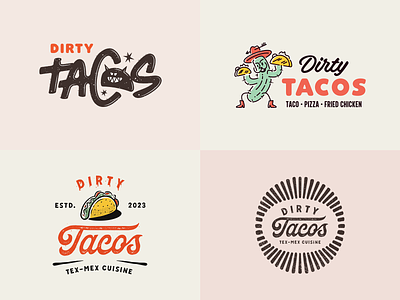 Unselected logo versions branding cactus dirty food logo logotype mex tacos tex