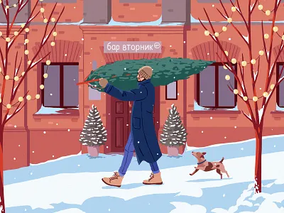 New Year Market characters design illustration magazine