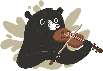 Play the fiddle bear book fiddle illustration kids music procreate violin