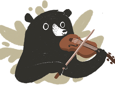 Play the fiddle bear book fiddle illustration kids music procreate violin