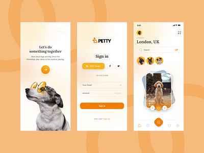 Petty : PetDating - Dating for pet [Connect, Bark, Love] android app app dating app flutter app flutter app development flutter developer graphic design hire flutter developer illustration