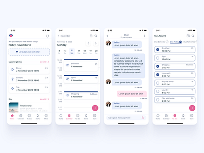 Plan Your Date | IOS Application application calendar cuple dashboard data date ios main screen menu messager plan planning to do list