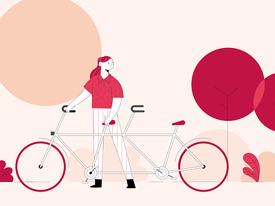 Mentoring tandem bike business design female feminism help illustration mentor mentoring power success support tandem women