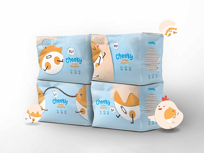Cheeky Diapers Design baby blue caring cheeky chicken cute diaper egg illustration kid love mother care mother love mum packaging warm
