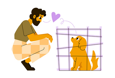 Hello buddy adopt dog fostering illustration man pet shelter vector