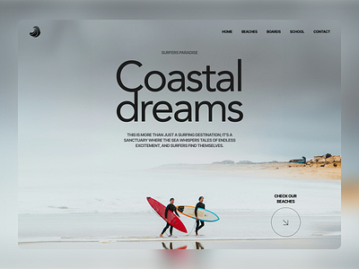 Surf Academy School Website Landing Page Inspiration above the fold design landing minimal minimalistic school surf surfing ui ux website