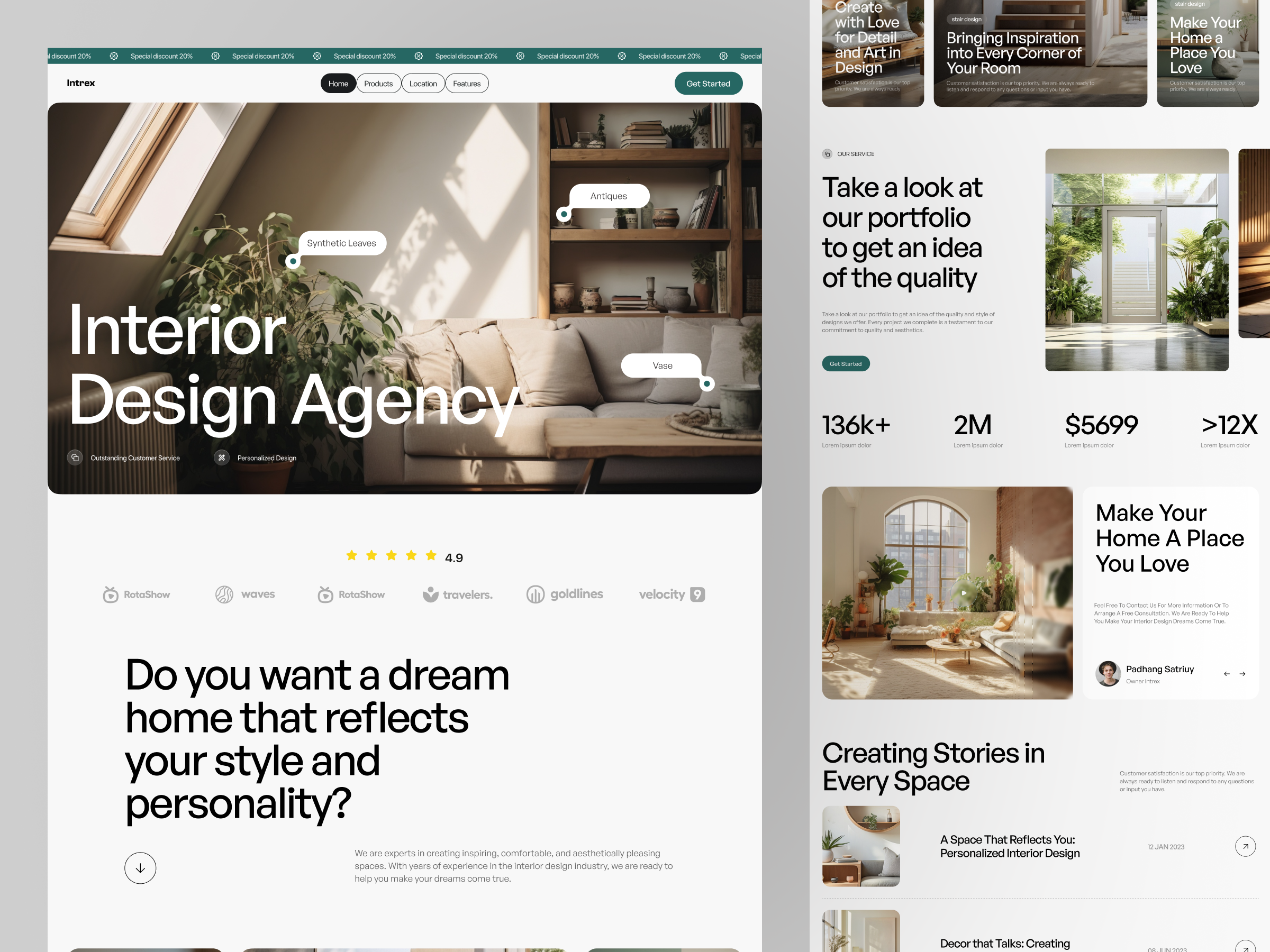 Interior Design Agency Website By Fireart UI/UX For Fireart Studio On ...