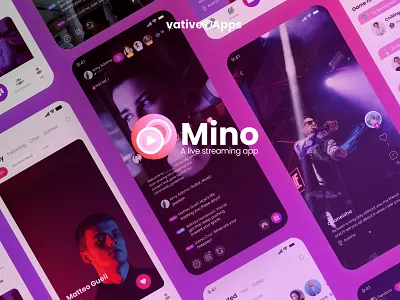 Mino Live android app app design creative figma mobile mobile app mobile app design mobile ui social social media ui ui design uidesign uiux user experience user interface ux ux design uxdesign