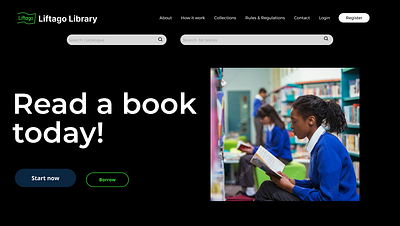 Library Website book library landing page responsive website ui user interface website