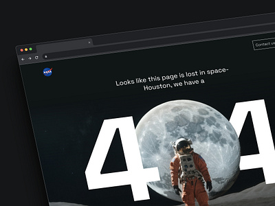404- page not found UI Design 404 404pagenotfound errorpage layout nasa pagenotfound space spaceship webdesign