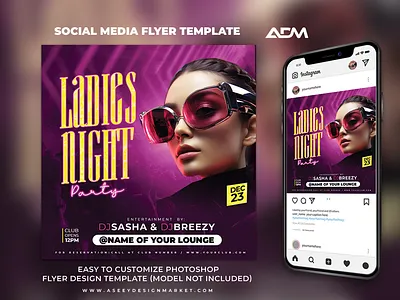 Ladies Night Party Flyer Template branding design flyer flyerdesign flyertemplate freelancedesigner graphic design graphicdesigner illustration ladiesnightflyer nightclubflyer partyflyer photoshopflyer postertemplate ui