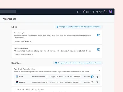 Automations app automations design product design settings ui ui design ux ux design