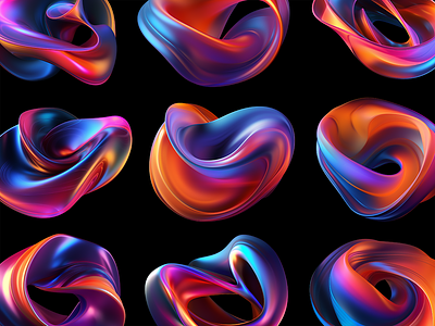 Abstract colorful twisted shapes - melted liquid swirl 3d abstract colorful creative fluid form gradient iridescent liquid melted plastic rendering shape swirl twirl twisted whirl