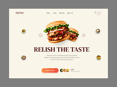 Landing Page for - Restaurant Website design figma illustration landing page logo modern design restaurant website restaurent typography ui uidesign uiux ux web design website