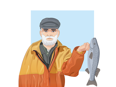 2d character for the AUCHANRUSSIA concept 2d cartoon fisherman illustration man vector