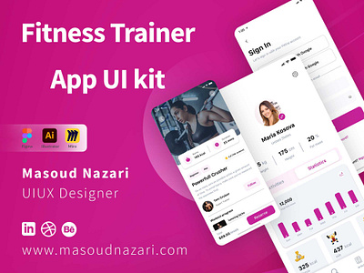 Fitness Trainer App UI app design figma fitness app masoudnazari product designer ui ui kit uiux uiux designer web design