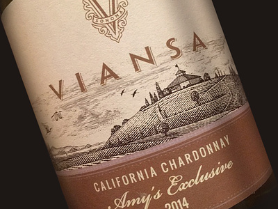 Viansa Winery Label Illustrated by Steven artwork design engraving etching illustration landscape line art pen and ink scratchboard steven noble wine wine label woodcut