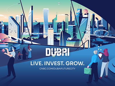 CNBC Catalyst advertising animation buildings city cnbc design dubai family future futuristic city growth illustration interface investment middle east professional skyscraper technology tourism workplace