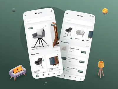 Furniture Mobile apps landing page ui