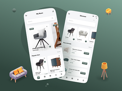 Furniture Mobile apps landing page ui