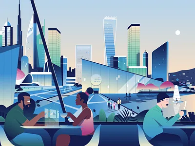 CNBC Catalyst advertising animation buildings burj khalifa business city cityscape cnbc design dubai editorial futuristic city growth illustration investment middle east professional skyscraper technology workplace