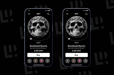 NFT Skull Mobile App 3D Experience ✨ appdesigner blackapp mobileapp nft ui uidesigner uxdesigner uxui