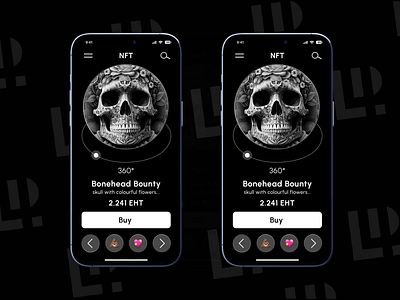 NFT Skull Mobile App 3D Experience ✨ appdesigner blackapp mobileapp nft ui uidesigner uxdesigner uxui